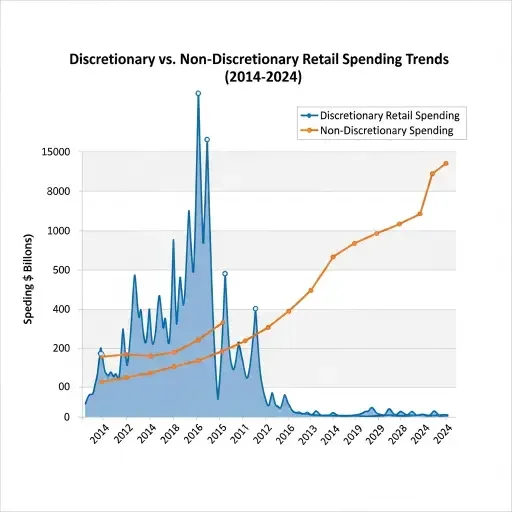 Graph showing discretionary retail spending trends vs