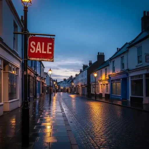 A quiet street with a lone sale sign, a subtle reminder that markets remember what emptiness teaches