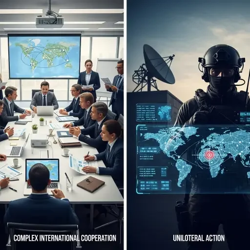 establishing jurisdiction, gathering evidence, and proving criminal enterprise across borders involves complex international cooperation—or unilateral action