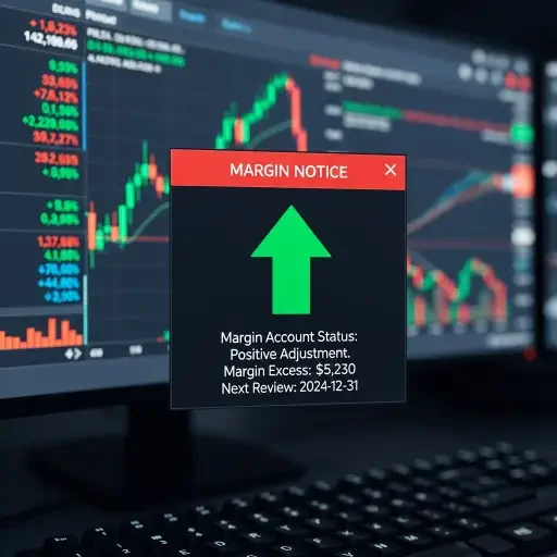 Margin notice on an exchange terminal with upward arrow