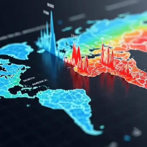 Close-up of a telemetry heatmap visualizing inference latency spikes across regions