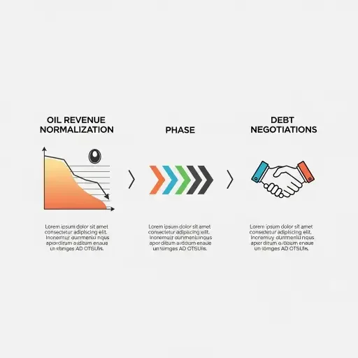 Graphical placeholder: timeline showing transition → oil revenue normalization → debt negotiations